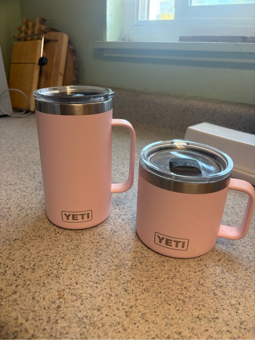 Yeti Pink Insulated Travel Mugs with Handles - Set of 2